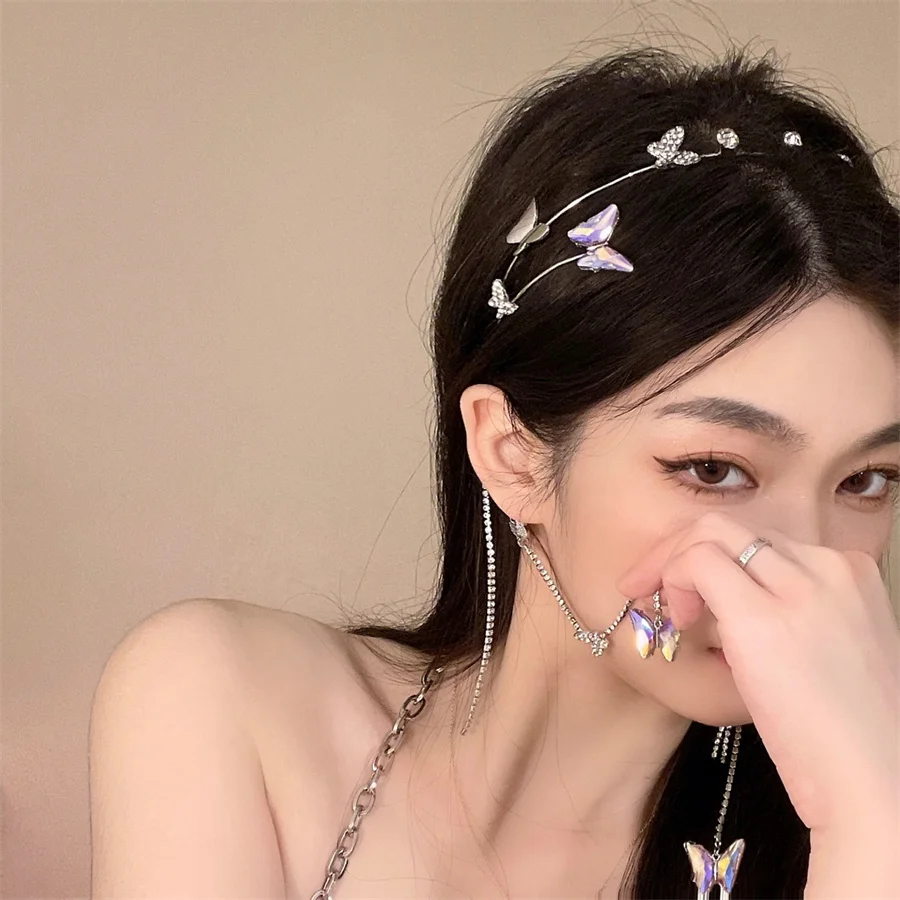 Брилянтна превръзка на главата с кристали и пискюли, модерен Корейски прическа, Перлена тесьма, Декоративни ленти за коса за момичета, аксесоари за коса - 4