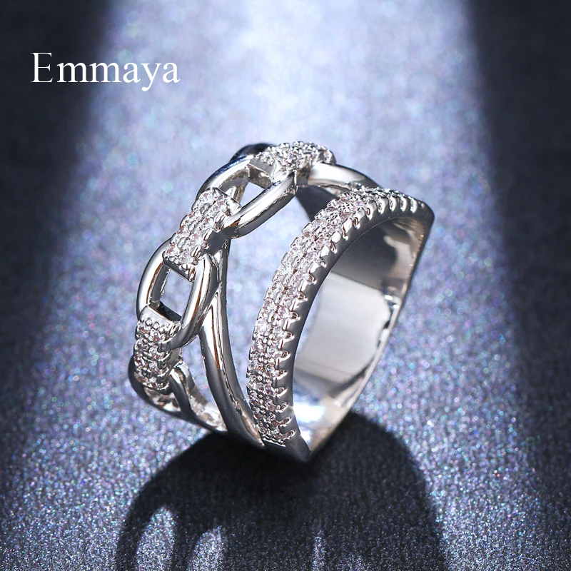 Оригинален пръстен с брава и ключалка Emmaya, изпълнено кубическим цирконием, за жените и приятелите, модерен подарък - 0