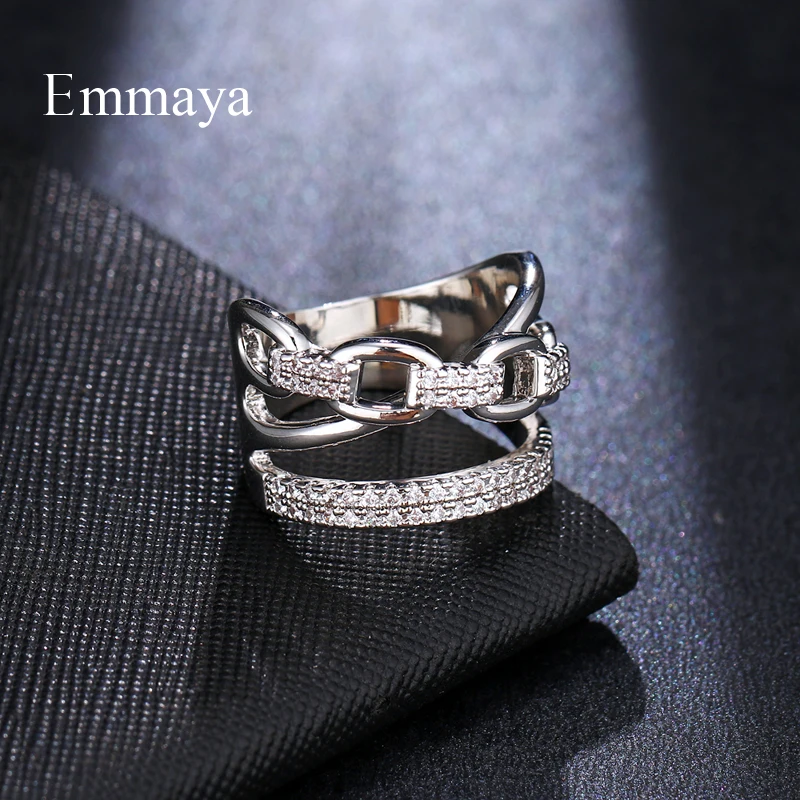 Оригинален пръстен с брава и ключалка Emmaya, изпълнено кубическим цирконием, за жените и приятелите, модерен подарък - 1