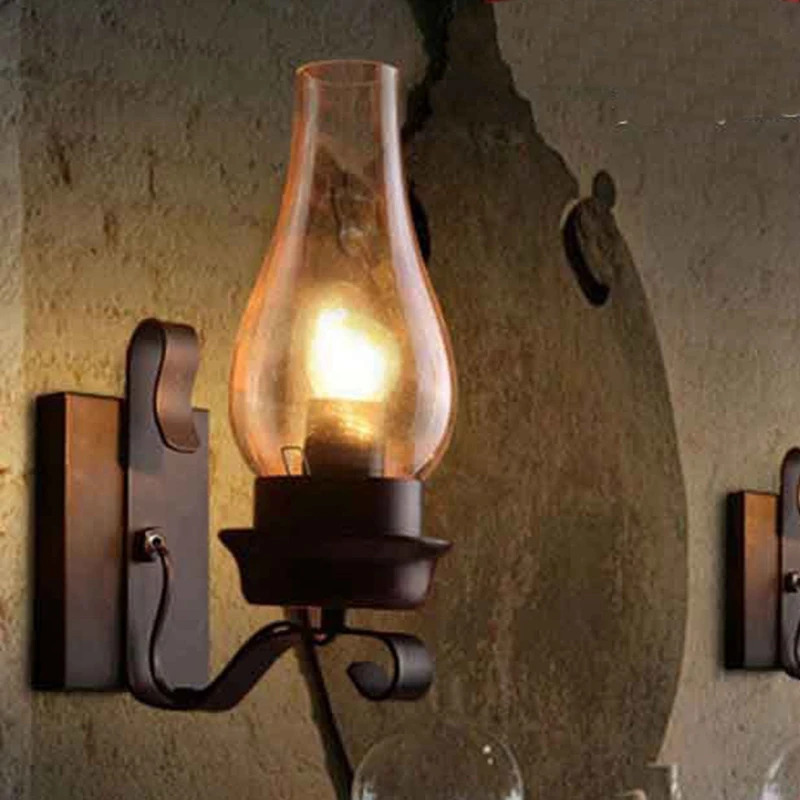 Ретро промишлен Ретро стенен лампа в селски стил, ролка, вътрешни стенни лампи, лампа за тераси, осветителни тела за преминаване на - 1