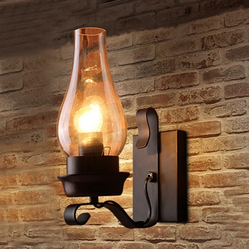 Ретро промишлен Ретро стенен лампа в селски стил, ролка, вътрешни стенни лампи, лампа за тераси, осветителни тела за преминаване на - 2