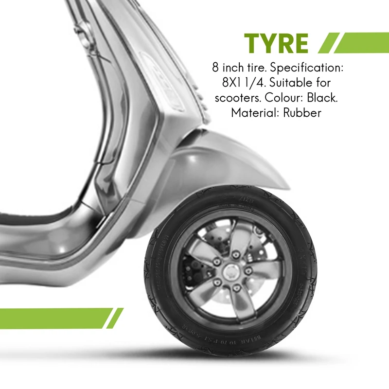 8-инчов гума с добро качество 8X1 1/4 Комплект гуми за скутери и вътрешната тръба с Извит капак, Подходящи за колоездене електрически / газови гуми за скутер - 4
