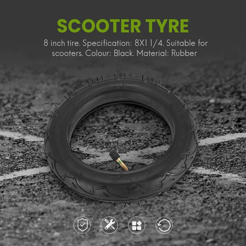 8-инчов гума с добро качество 8X1 1/4 Комплект гуми за скутери и вътрешната тръба с Извит капак, Подходящи за колоездене електрически / газови гуми за скутер - 5