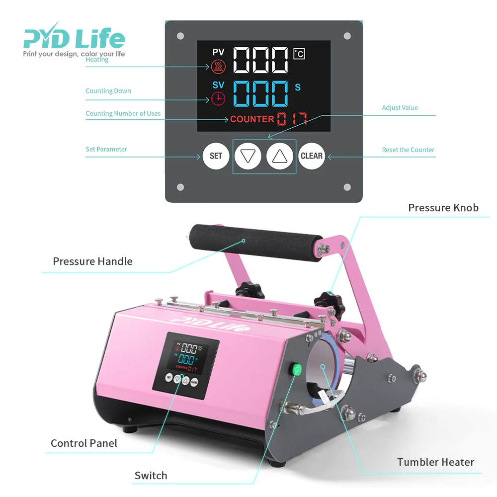 PYD Life RTS В присъствието на 20 мл 30 мл Розово и тюркоаз сублимационен печат на машина за термопрессов сублимация печат 110 - 3