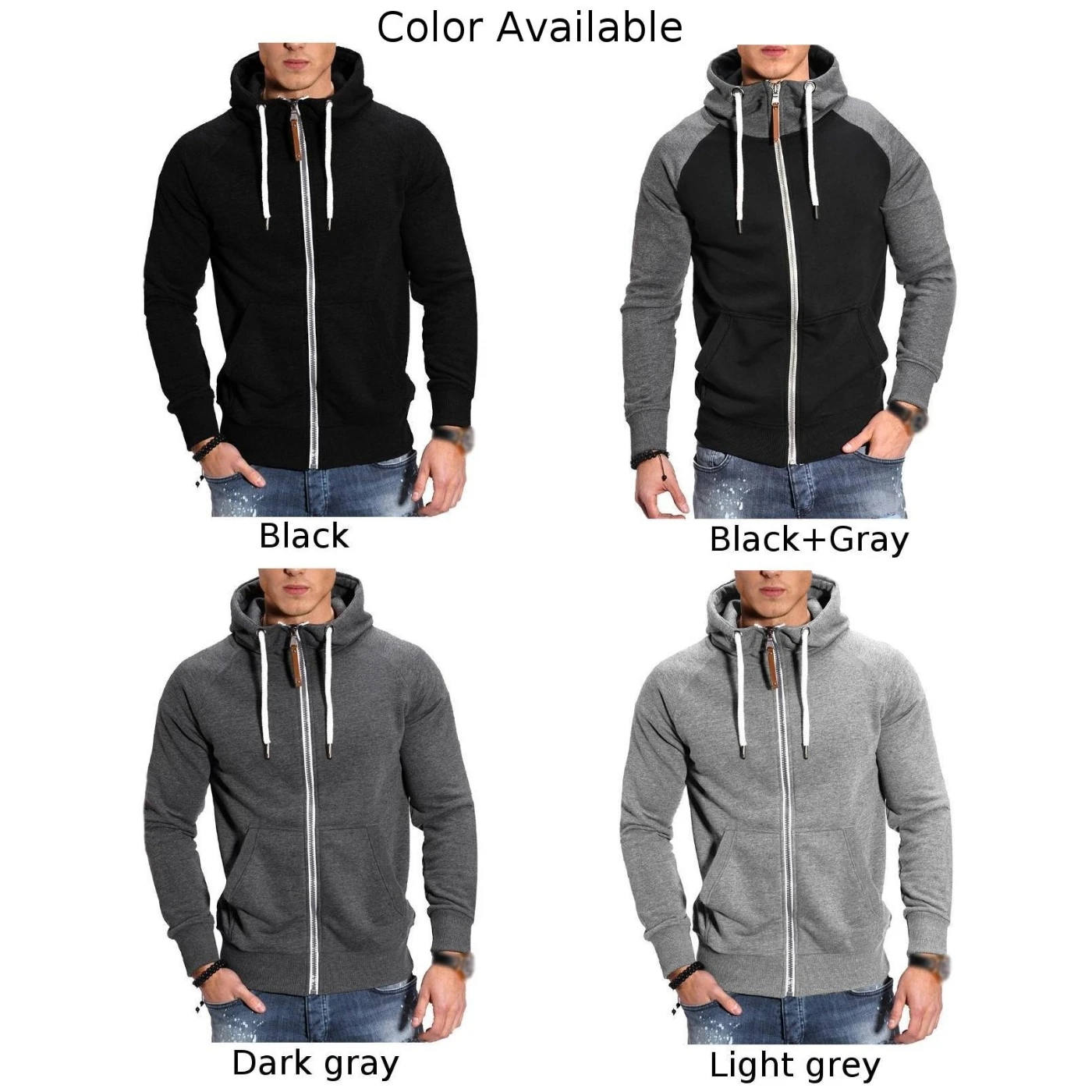 Мъжки зимни hoody с качулка, яке, палто, hoody, спортни връхни облекла за бягане с цип, топ - 4