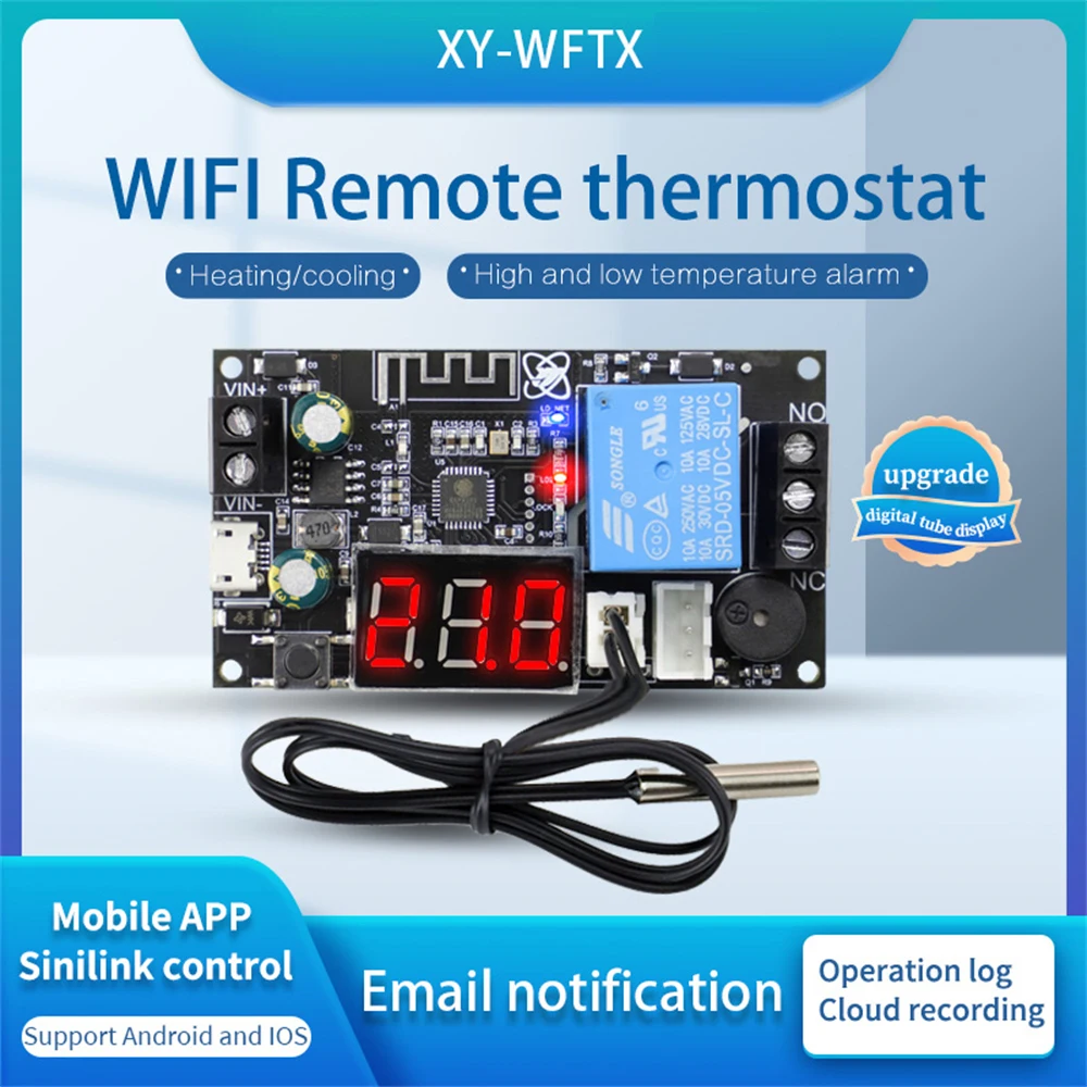 WFTX WFT1 WIFI Дистанционно термостат, машина за висока точност модул за управление на температура, охлаждане и отопление, заявление за събиране на температурата - 0