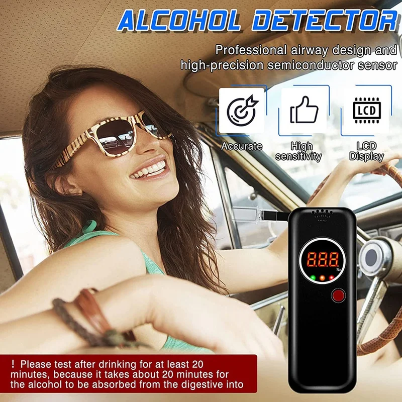 Тестер за алкохол с выдувной тупалка, бърз тест, машина за висока точност детектор за алкохол, дигитален дрегер, алкогольметр за управление на автомобил - 1