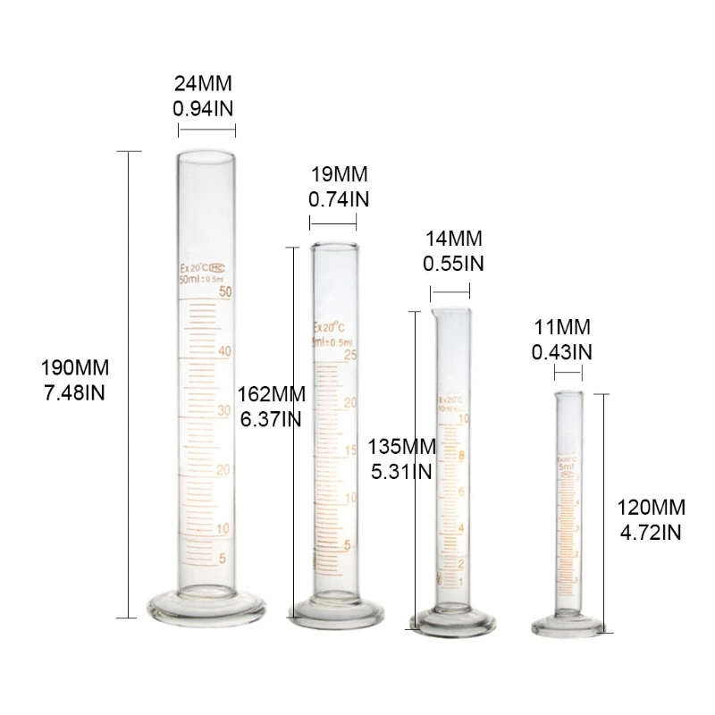Стъклена Градуированный цилиндър, измеряющий Одинарную на метричната скала 5 ml / 10 ml / 25 мл / 50 мл - 5