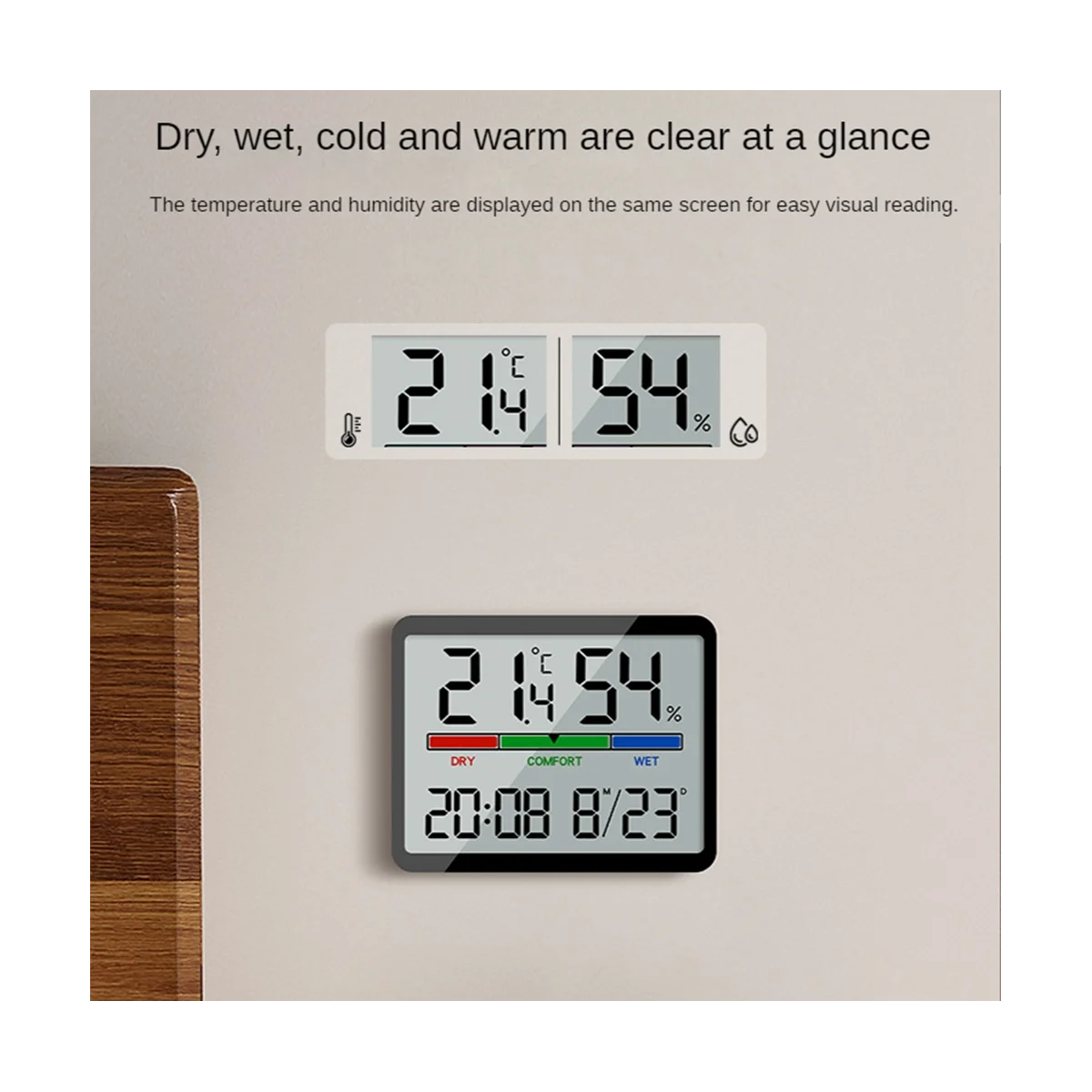Digital alarm clock, измерване на температура и влажност на въздуха, часовници, Мултифункционален домашен електронен будилник за помещения-A - 4