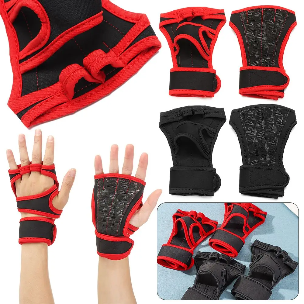 1 Чифт Ръкавици за практикуване на вдигане на тежести, фитнес, бодибилдинг, гимнастика, щипки за ръце, защитни ръкавици за дланите, поддръжка на китката - 0