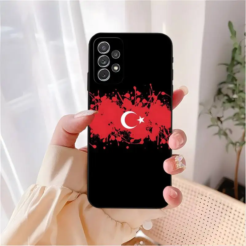 Калъф за мобилен телефон с Флага на Турция Samsung A01 A11 A12 А02 A21 A22 A20 A10 S A5 A6 A7 2018, Черен Мек Силиконов Калъф - 2