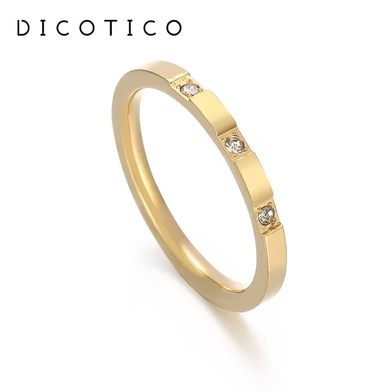 Модерен пръстен от неръждаема стомана за мъже и жени Gold Rose gold Silver цвят Кръгли Годежни пръстени с кристали, Пръстени, Бижута Подаръци - 0