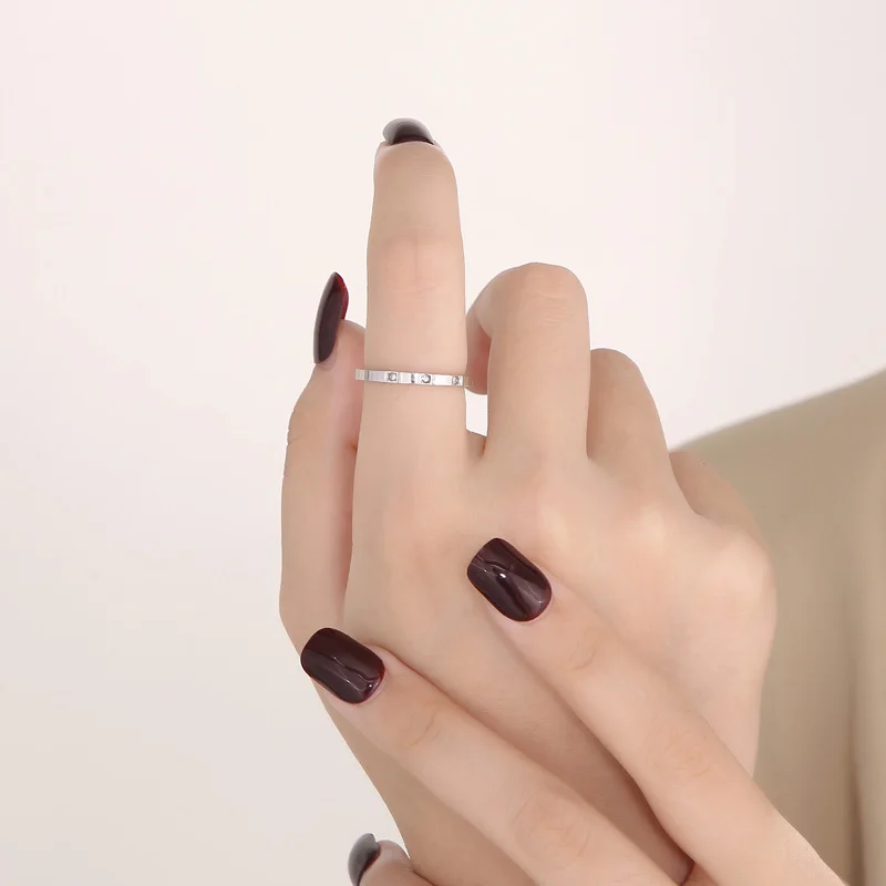 Модерен пръстен от неръждаема стомана за мъже и жени Gold Rose gold Silver цвят Кръгли Годежни пръстени с кристали, Пръстени, Бижута Подаръци - 1