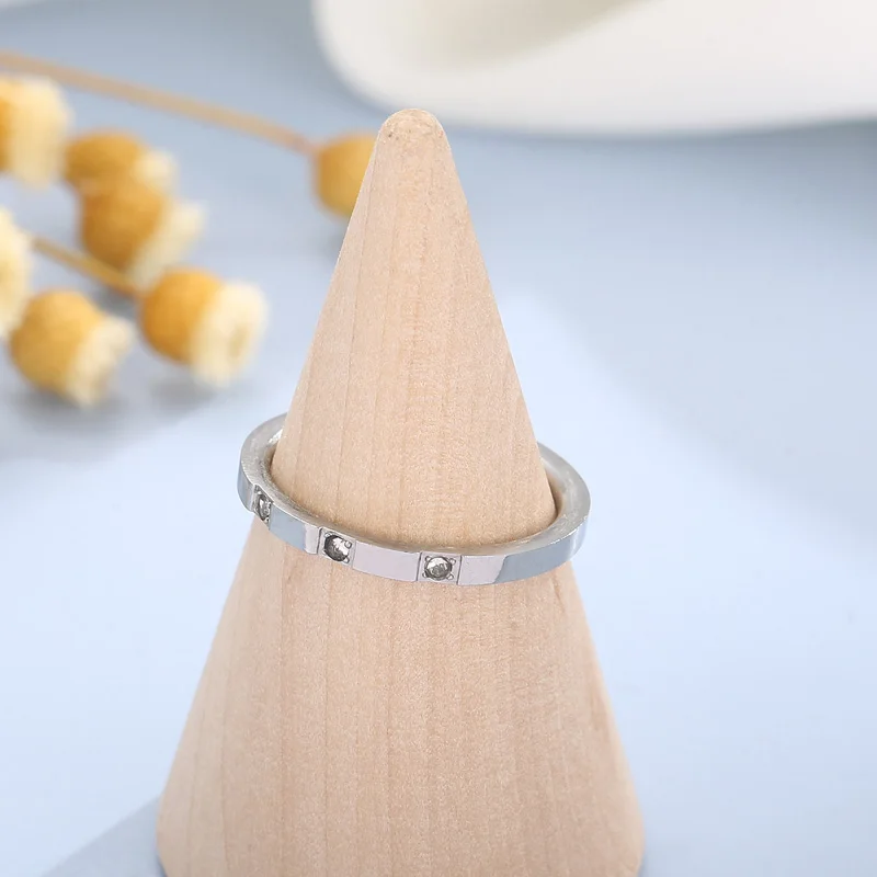 Модерен пръстен от неръждаема стомана за мъже и жени Gold Rose gold Silver цвят Кръгли Годежни пръстени с кристали, Пръстени, Бижута Подаръци - 5