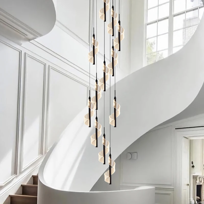 Модерна Вила, Хол Led полилей Творчески висящи лампи Nordic Luxury Ресторант Loft Стълба на Тавана лампа - 1