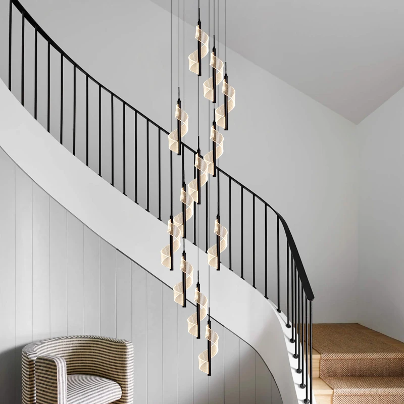 Модерна Вила, Хол Led полилей Творчески висящи лампи Nordic Luxury Ресторант Loft Стълба на Тавана лампа - 3