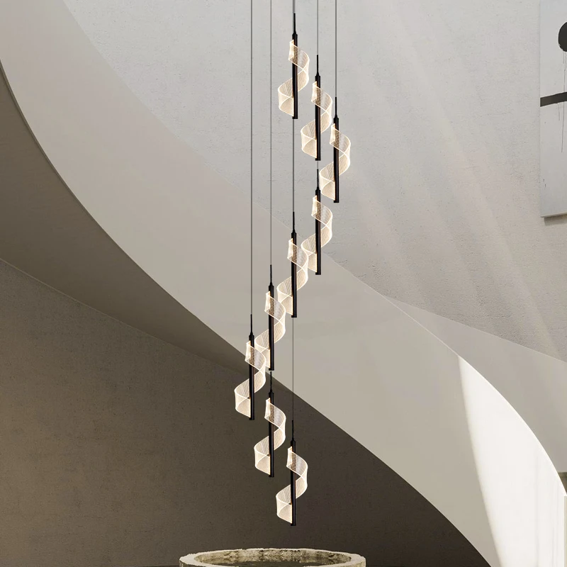 Модерна Вила, Хол Led полилей Творчески висящи лампи Nordic Luxury Ресторант Loft Стълба на Тавана лампа - 4