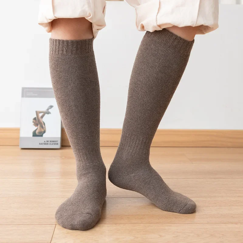 3 Чифта Зимни Дебели Топли Мъжки Вълнени Чорапи До коляното Harajuku Ретро Компресия Високи Мъжки Чорапи Плюшени, Меки и Дълги Дамски Чорапи - 1