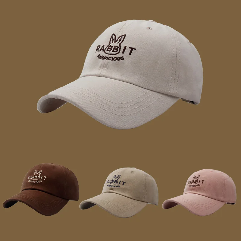 Нова бейзболна шапка с бродирани корейски заек и азбука, унисекс, градинска шапка на Жокера, уличен козирка, дишаща шапка. - 0