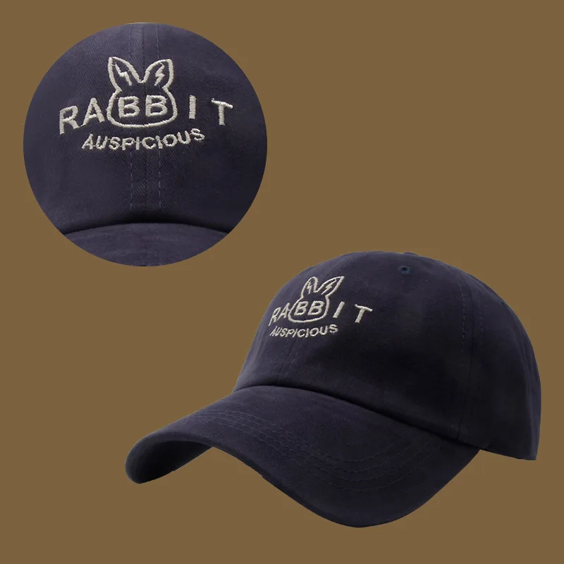 Нова бейзболна шапка с бродирани корейски заек и азбука, унисекс, градинска шапка на Жокера, уличен козирка, дишаща шапка. - 3