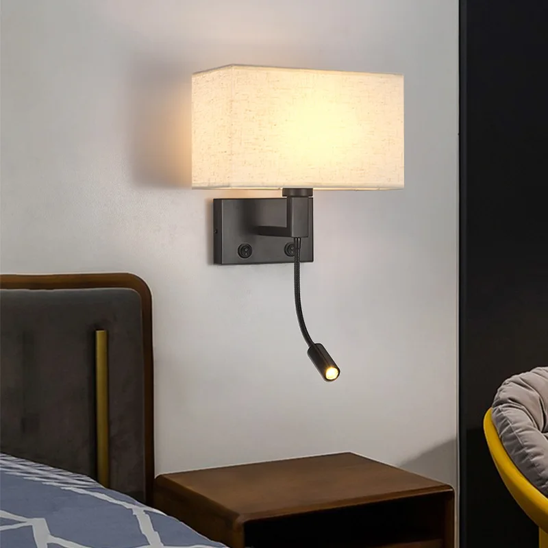 Модерният led, с монтиран на стената Лампа с Въртящ се на 360 ° Прожектором Nordic Bedroom Wall Светлина за Четене От Леглото Украса на Хола 12 W - 3