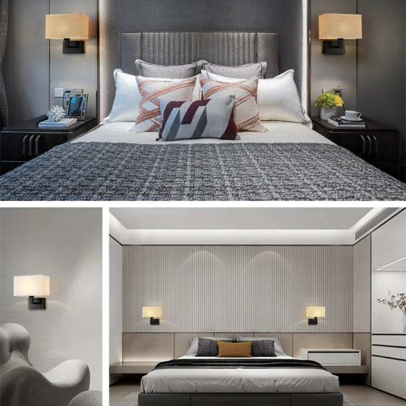 Модерният led, с монтиран на стената Лампа с Въртящ се на 360 ° Прожектором Nordic Bedroom Wall Светлина за Четене От Леглото Украса на Хола 12 W - 4