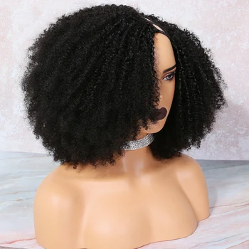 Мек Дълъг Натурален Черен кратък Боб, афро-къдрава перука с U-образна част от европейските перуки, изработени от човешка коса Remy, еврейския бесклеевой перука за черни жени