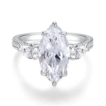 2023 Нов пръстен с высокоуглеродистым диамантен пръстен за жени 8X16, Подсилен пръстен от сребро 925 проба с цирконии 
