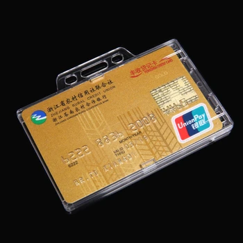 1 бр. прозрачна видим пластмасов държач на кредитна карта за самоличност Vertical Horizon Cards Protect Cover Държач за карти за студенти и персонал, Офис консумативи