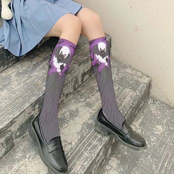 Дамски чорапи в стил прилеп, пролетно-летни дамски чорапи с принтом, дълги чорапи-тръбички, ученически чорапи-тръбички, женски подарък за Хелоуин