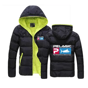 2024 Нов мъжки лого Pelagic Fishing, Пролет-есен, шест-цветен памучен яке, Удобни всекидневни топ с качулка, удобен монофонични топ