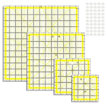 4 БР Линия за капитониране, Шаблони за капитониране на Акрилна Квадратна Линия (4,5X4,5 инча, 6x6 см, 9,5X9,5 инча, 12,5X12,5 инча) С нескользящими на кръгчета