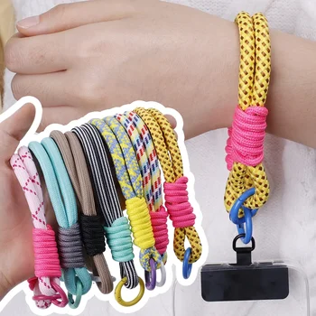 Плетени пъстри въжета за китките, каишка за iPhone, Аксесоари за мобилен телефон, Верижка за ключодържател, Ключодържател, Подвесная въже