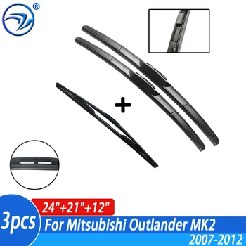 Комплект за Предните и Задните Зъби Чистачки За Mitsubishi Outlander MK2 въз основа на 2007-2012 2011 2010 2008Windshield Предното Стъкло 24 