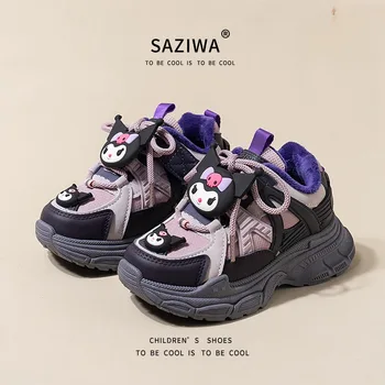 Sanrio Kuromi/ Детски Спортни Обувки За Момичета, Удебелени, Водене Жив Топлина, Мультяшная Обжалване, Креативен Дизайн, Изтънченост, Модерен Детски Подарък