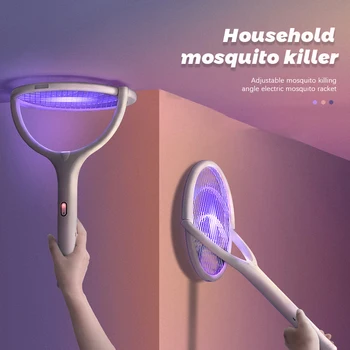 Лампа-убиец от комари 5В1 3500В Мултифункционална Електрическа с регулируем ъгъл на наклона, акумулаторна чрез USB Интелектуална мухобойка от комари