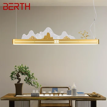 Модерните висящи лампи BERTH LED 3 цвята С Гледката в китайски стил, Луксозен Златен Полилей за дневна в Чайном Колиба