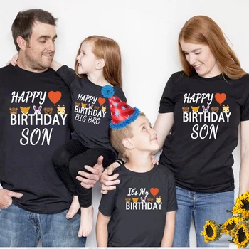 Тениски, Еднакви комплекти За семейството На рожден Ден, честит Рожден Ден, Татко, Майка, Брат, Сестра, Риза За Жени, Мъже, Деца, Детска Тениска