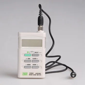 Цифров измерител на доза шум Измерител на нивото на звука TES-1355 Интерфейс RS-232, Обхват на показване на ДОЗАТА 0 ~ 9999%, Точност ± 1,5 db, ref. 94 db при 1 khz