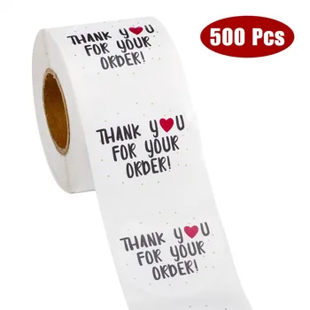 50-500шт благодарим ви за вашата поръчка стикер White labels стикер Сърце Благодаря за пазаруване в малкия магазина Местната стикера ръчна изработка