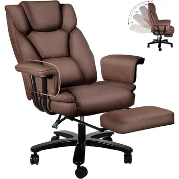 Голям и висок офис стол GYI 400 паунда с широки облегалки за ръцете, флип от на 170 ° поставка за крака, удобна екзекютив стол O