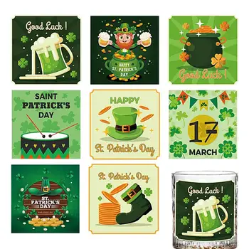 Тематични етикети на Деня на Св. Патрик, етикети с трилистником, ирландски етикети, водоустойчив занаяти, етикети за бутилки вино, празнична декорация, сувенири