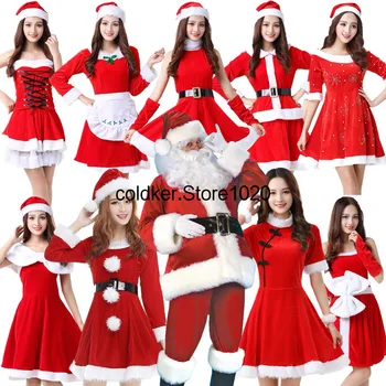 2022 Зимата Коледен Костюм Възрастен Дядо Коледа Попарена Дъждобран Карнавалните Костюми Cosplay Червено Коледно Парти Костюми Cosplay
