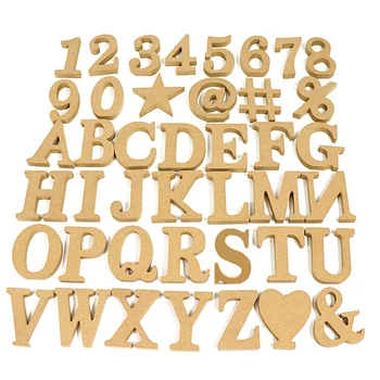 43ШТ дървени букви, непълни Дървени букви, Декоративни стая букви, нарязани на парчета, украса за табели за дома