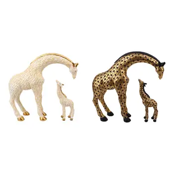 Семейни статуи жирафи, изправени фигурки, Многофункционални красиви бижута от смола с Ръчно изработени за библиотечка, Изключителна изработка