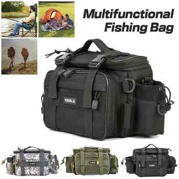 Риболовна чанта с голям капацитет от непромокаем плат Оксфорд, чанта за съхранение на риболовни примамки, многофункционална чанта за риболовни принадлежности