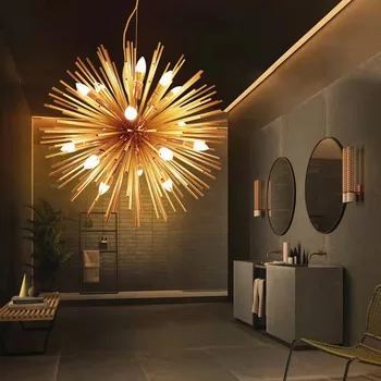 Луксозен кристален полилей за хол, спалня, окачена лампа във формата на конус, кръгъл led осветление лофта Блясък De Cristal