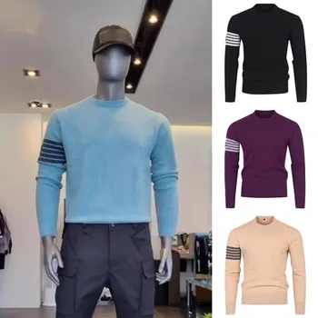 Облекло за ГОЛФ, мъжки трико с дълги ръкави, есенно-зимния нов обикновен пуловер с кръгло деколте, пуловер, спортен топло трико за голф