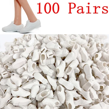 NK Едро, 100 чифта модерни бели обувки, модерни спортни обувки на равна подметка за кукли Барби, сандали, аксесоари за кукли 1/6, Играчката 