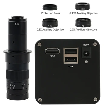 FHD 1080P Камера за измерване на видеомикроскопа SONY IMX307 с автофокус + Обектив с монтиране 180X C + 0.5 x 1x 0.35 x 2.0 x Барлоу обектив